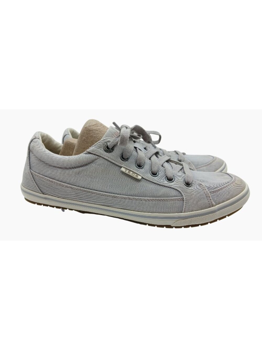 Taos Womens Moc Star Canvas Lace Up Casual Sneakers Size 12 Light Gray Casual